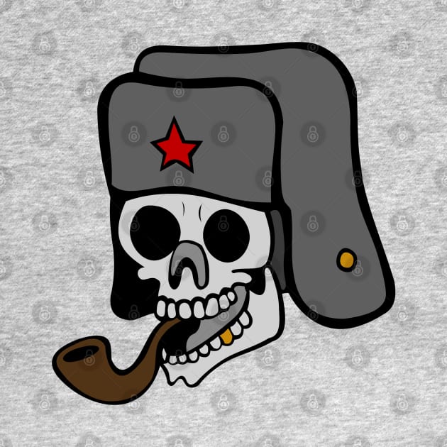 Smoking Skull - Punk, Ushanka, Pipe, Red Star, Meme by SpaceDogLaika